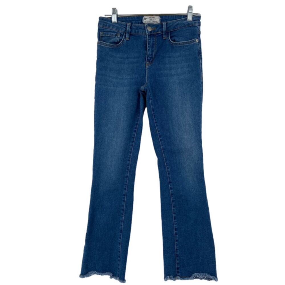 Free People Ankle Jeans Womens Size 27 Raw Hem Stretch Denim Medium Wash
